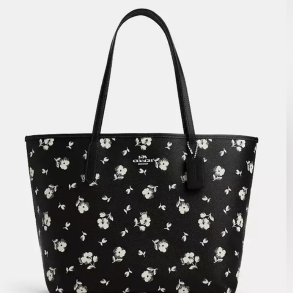 COACH CITY TOTE WITH FLORAL PRINT NWT